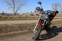 sv650 in front of downtown st. paul
