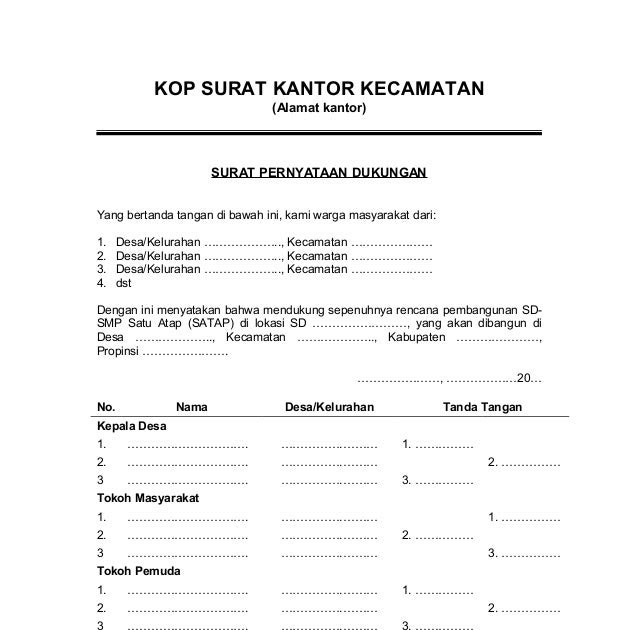 Contoh Surat Dukungan Masyarakat Pendirian Sekolah / 15