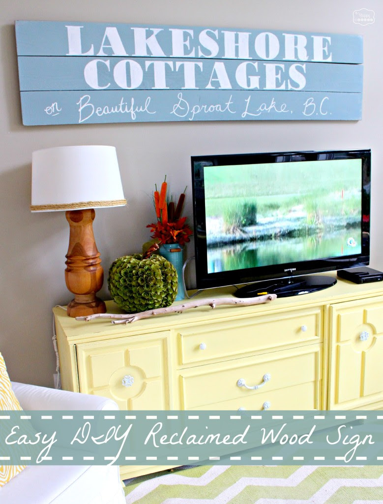Easy DIY Large Reclaimed Wood Sign at thehappyhousie