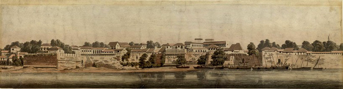 Panel 3 Panorama of Surat, a colored aquatint by Alfred Robert Freebairn, 1830 Panel 3 Panorama of Surat, a colored aquatint by Alfred Robert Freebairn, 1830