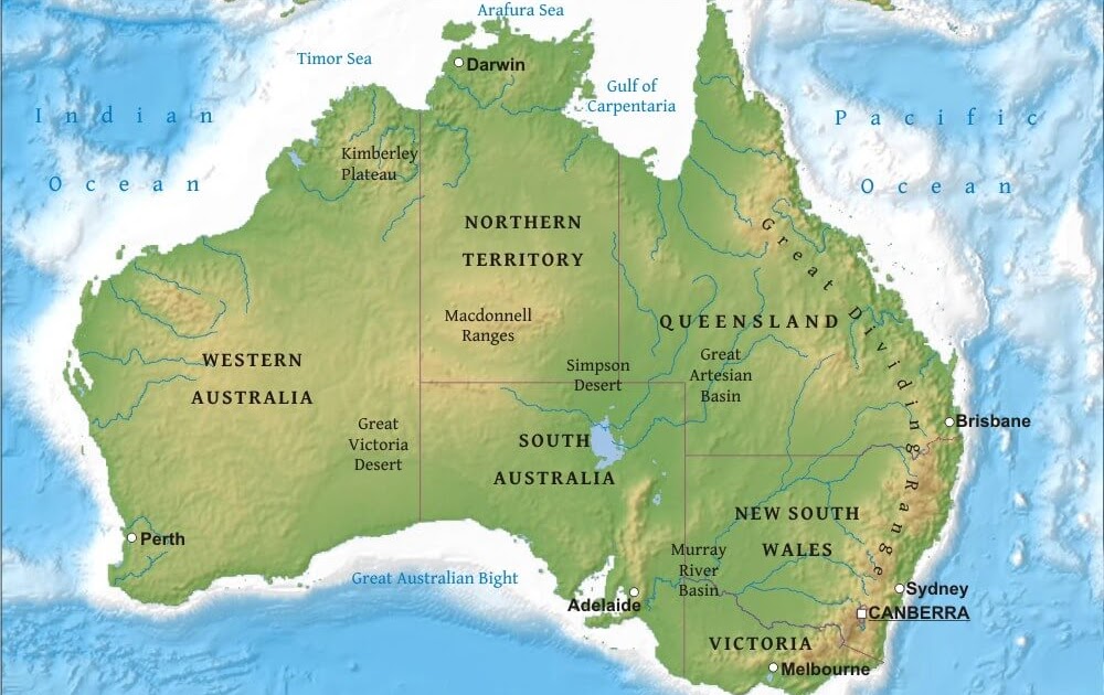 Australia Geographical Map CVGKUG