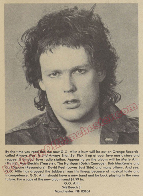 GG Allin ad