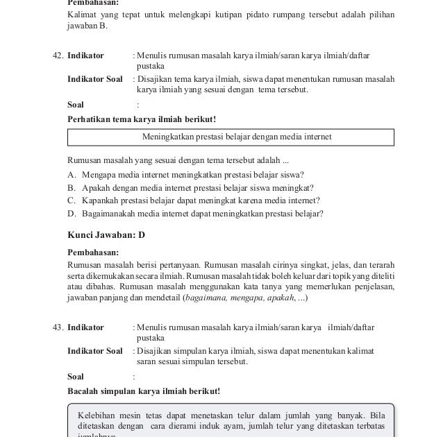 Contoh Soal Pilihan Ganda Tentang Novel