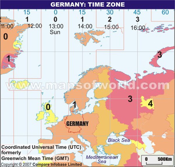 Germany Time Zone Map World Map Gray