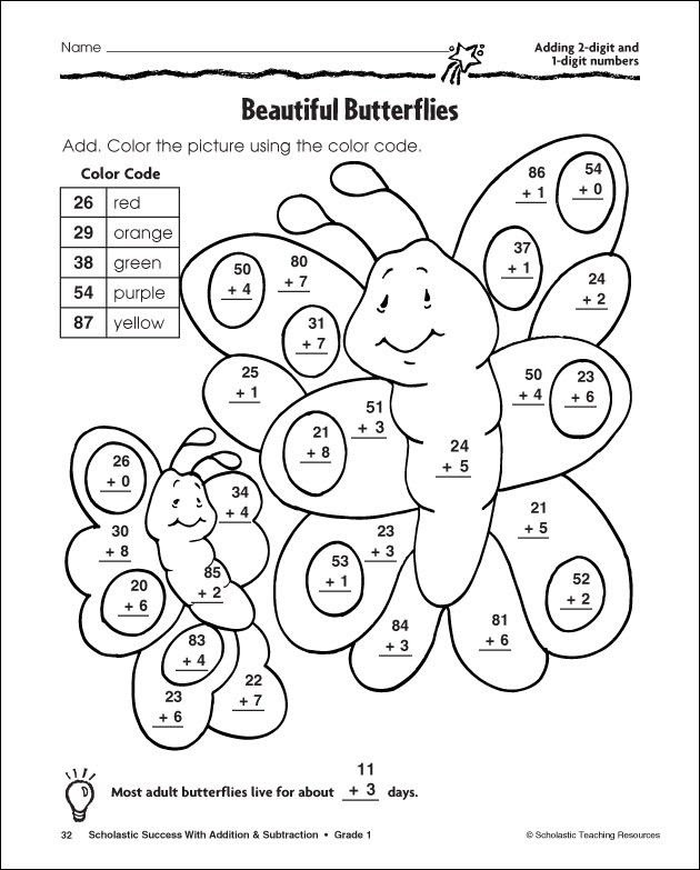Math Coloring Worksheet For Grade 1
