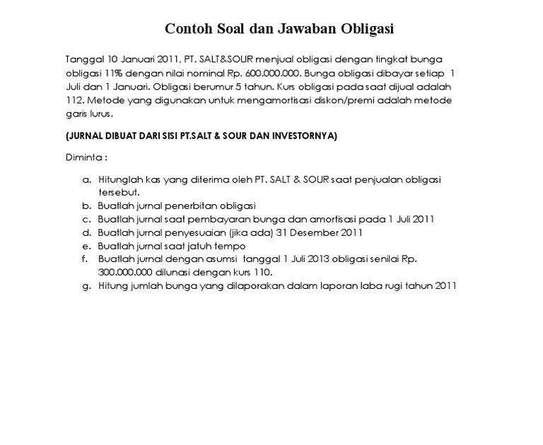 Contoh Soal Dan Jawaban Obligasi Dunia Sosial