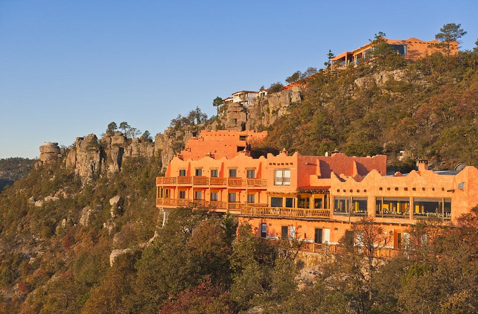 Bird's eye view: Posada Mirador Hotel in Chihuahua, Mexico clings to the sides of Copper Canyon amongst a sea of pine trees, and each of its 65 rooms and suites boasts a private terrace that offers vertigo-inducing views. As you're so far up in the trees, it's also a bird-watchers paradise