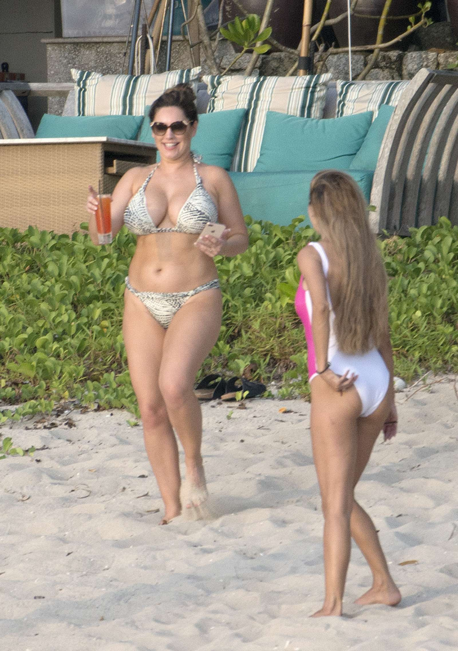 Kelly Brook in Patterned Bikini on the beach in Thailand