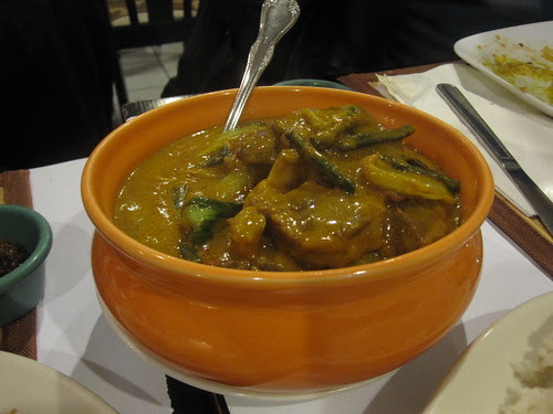 Kare Kare- Ox tail in peanut soup with bok choy-- eaten with bagoong alamang (shrimp paste)