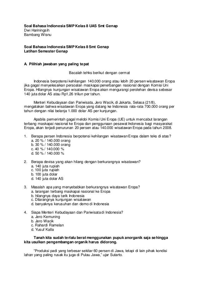 Contoh Soal Essay Bahasa Inggris Kelas 7 Semester 1 Kumpulan Soal Pelajaran 3