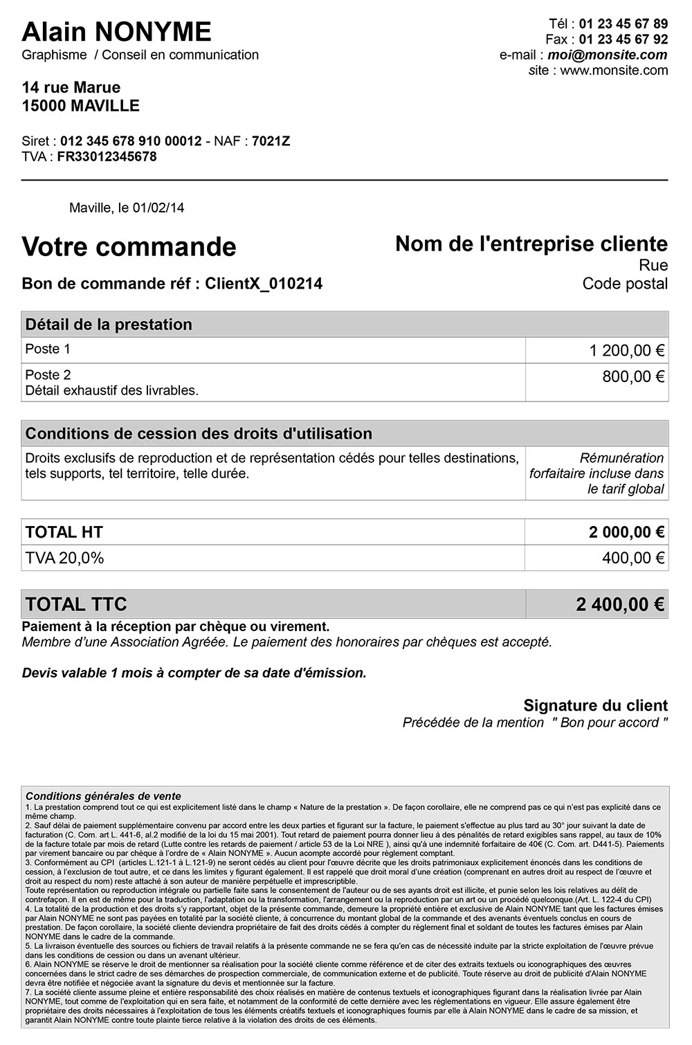 Exemple Devis Service à La Personne  Le Meilleur Exemple