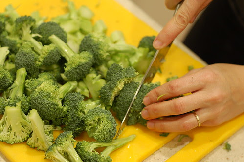 She's chopping broccoli by Eve Fox, the Garden of Eating blog, copyright 2014