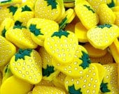 Yellow Strawberry Flat Back Resins - scarlettess Yellow Strawberry Flat Back Resins - scarlettess