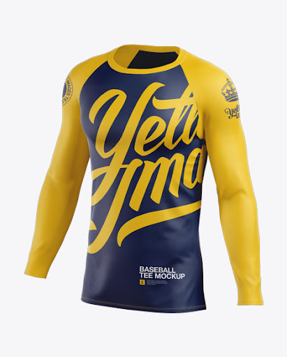 Download Men 39 S Baseball T Shirt With Long Sleeves Psd Mockup Halfside View Yellowimages Mockups