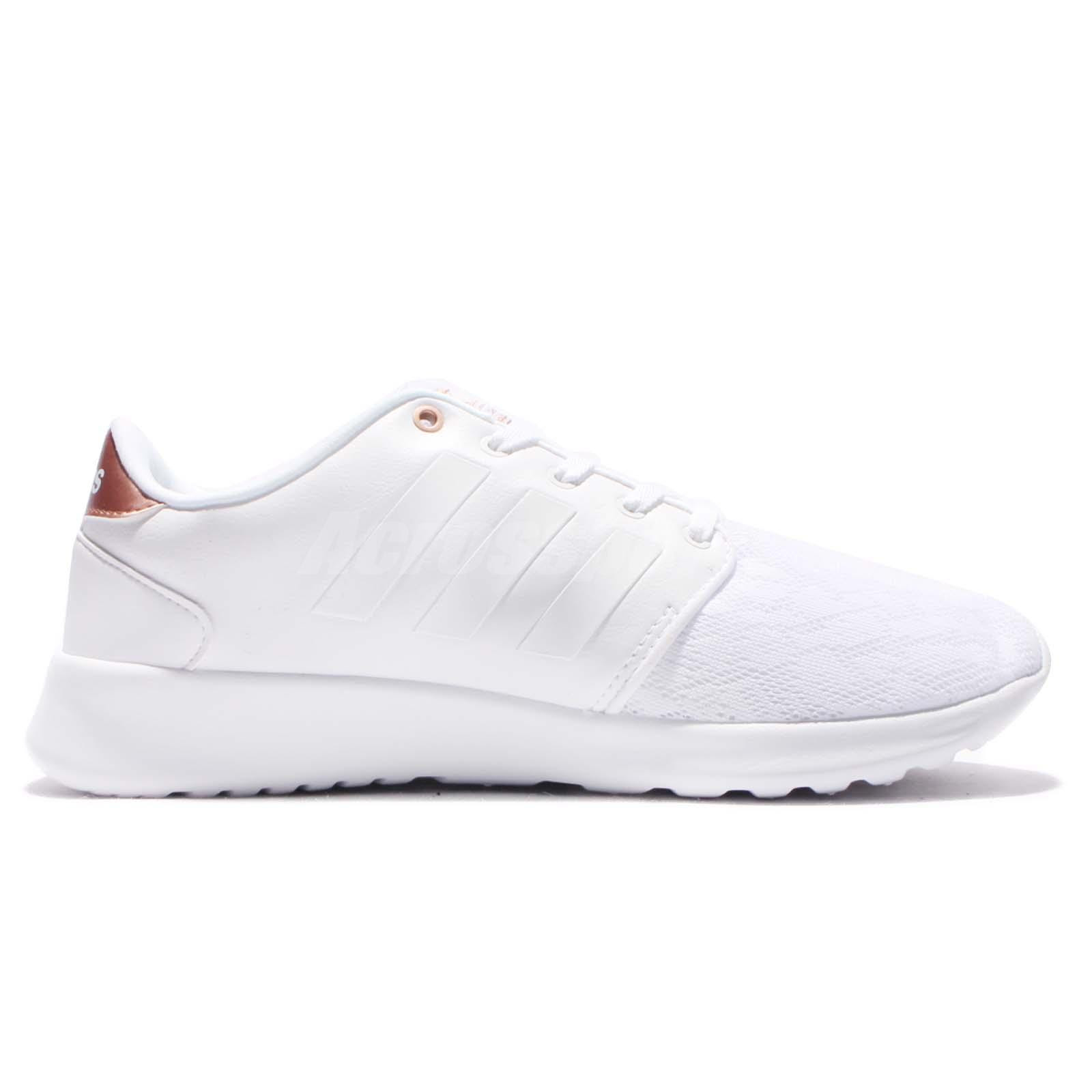 white and rose gold running shoes