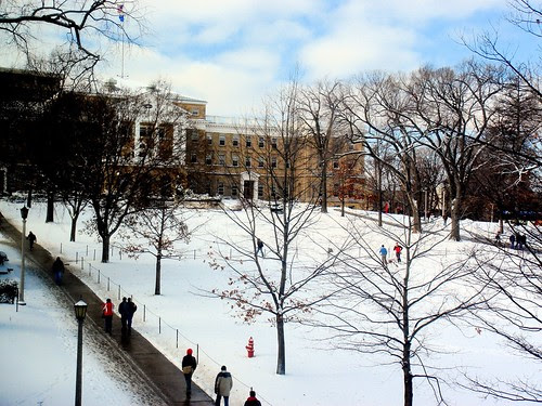 Skiing on Bascom Mall