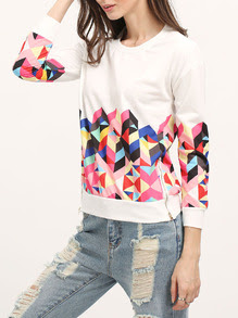 Geometric Print Patterns Loose Sweatshirt