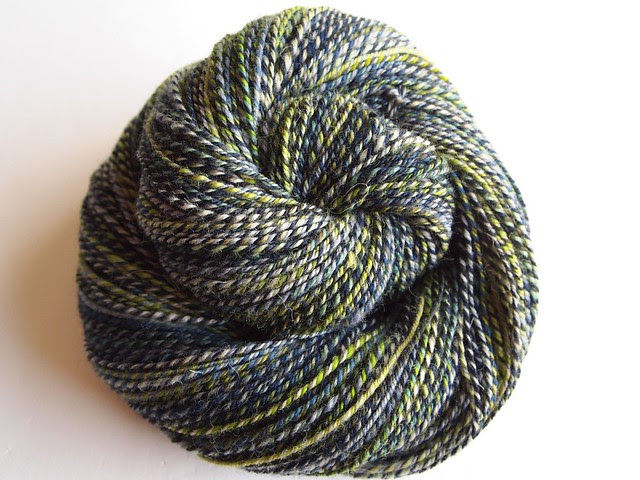 SCF-Fiber Club September 2012-Submerge-Shetland-3-ply with one ply Bamboo Forest
