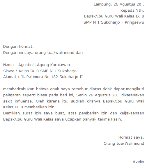 Contoh Surat Izin Resmi Bahasa Inggris - Contoh Surat