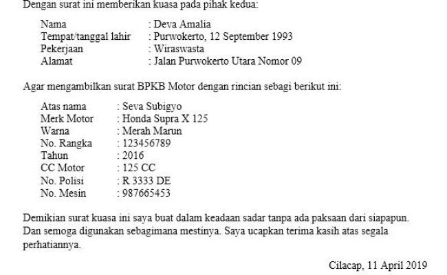 Cabutanvlogs Cabut Berkas Contoh Surat Kuasa Mutasi Motor