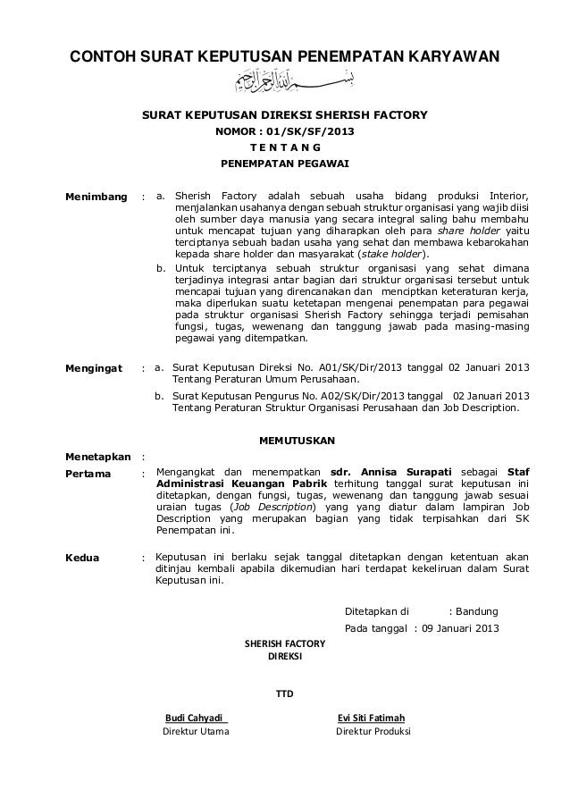 Contoh Surat Keputusan Mandat Contoh Surat