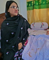 Kainat Riaz, shot by the Taliban in the same incident at Malala Yousafzai, shows the blood-stained scarf she was wearing on the day of her shooting.