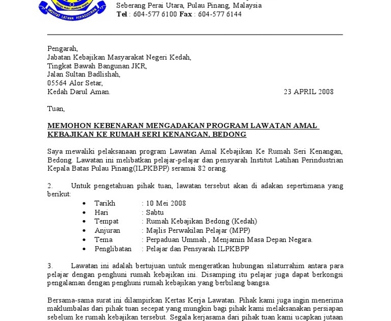 Format Surat Rasmi Bagi Pihak