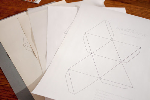 printing template on different shapes of white and grey paper
