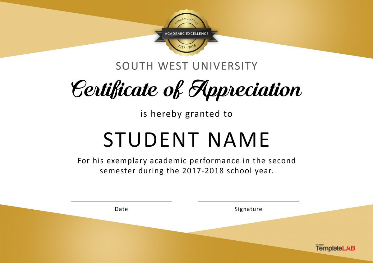 Free Samples Of Certificate Of Appreciation | Master Template