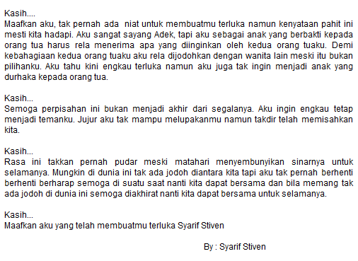 Contoh Surat Cinta Sedih Untuk Kekasih Contoh Surat