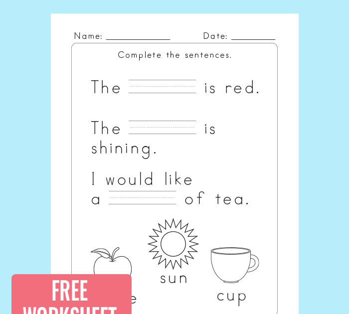 Fill In The Blank Worksheets For First Grade / Fill In The Blank