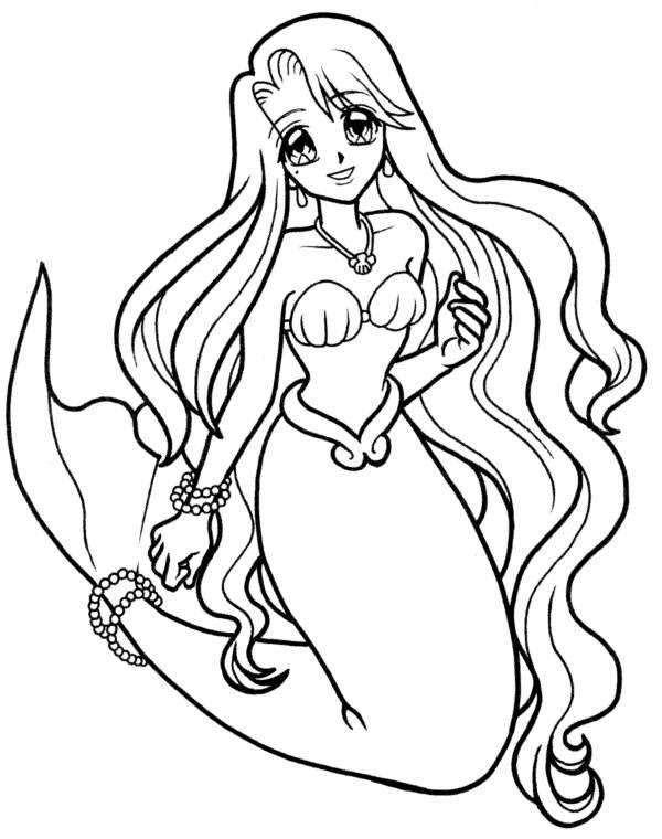 Printable Anime Mermaid Coloring Pages Coloring And Drawing