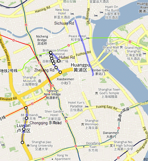 These streets were in the British concession near People's Square or farther south in the French concession.