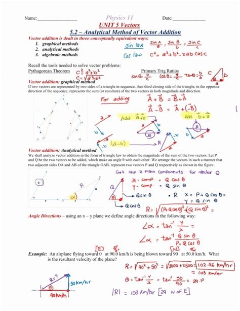 Physics 12 Vectors Worksheet Answers Rick Sanchez s Addition Worksheets