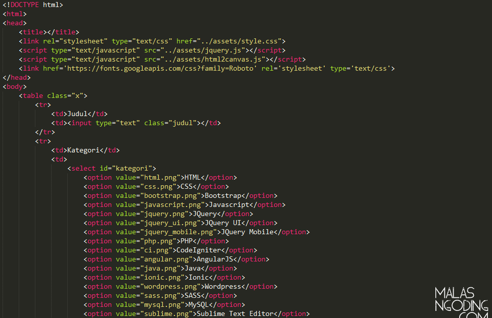 Contoh Program Editor Html Jawkosa
