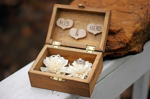 Ring Bearer Box - Shabby Chic Rustic Wedding Decor - Ring Bearer Pillow Alternative - Personalized Ring Box