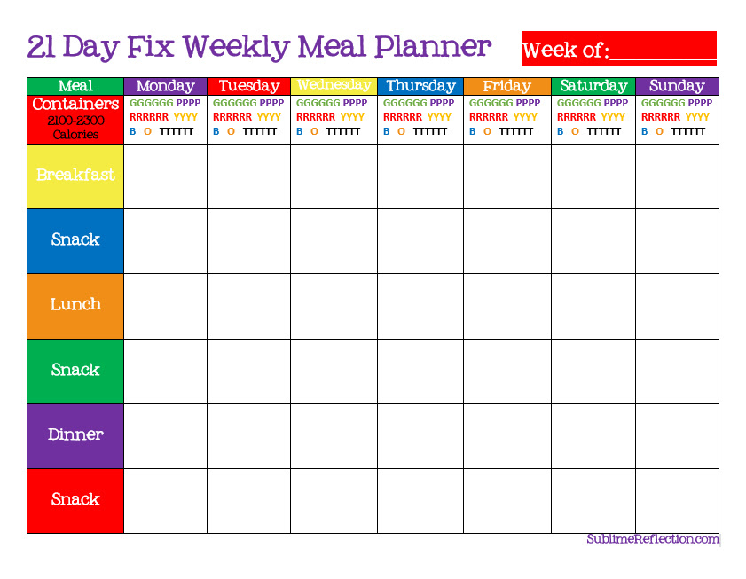21 Day Fix Meal Plan | How to Use the Containers & Free Printable Plan ...