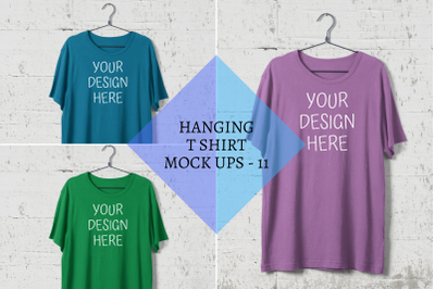 Download Hanging T-shirt Mock Ups|Steel Hanger|White Wall ...