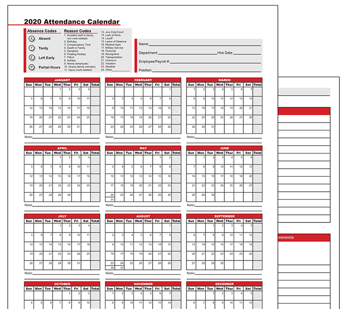 Free Employee Attendance Tracker 2020 Yearly Employee Attendance