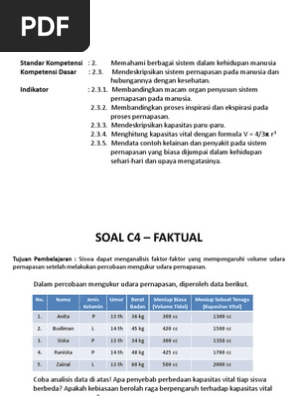 Soal Analisis Sistem Respirasi Dunia Belajar