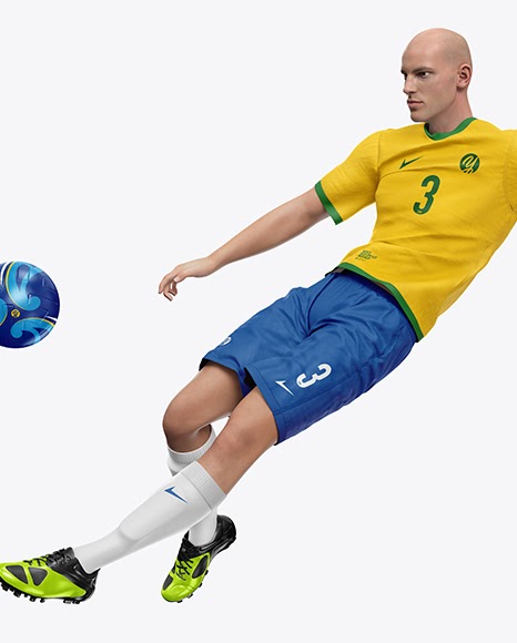Download Soccer Player with Ball PSD Mockup