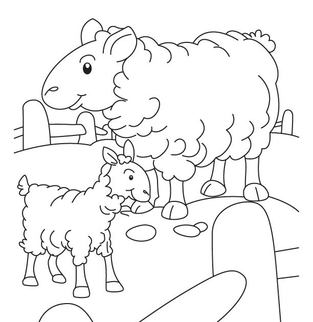 Gambar Kartun Domba Makan Rumput Mewarna