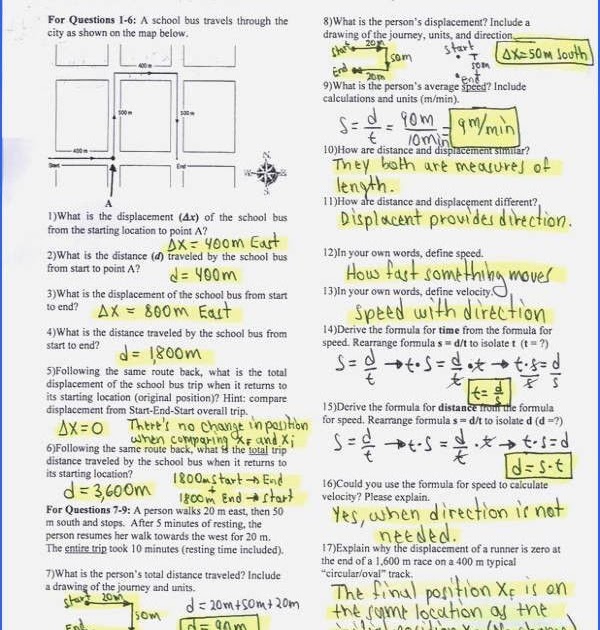 Kinematics Worksheet Answer Key - Riz Books