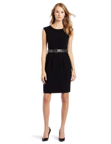 Calvin Klein Women's Belted Sheath Dress, Black, 2 ~ Vacuum Reviews
