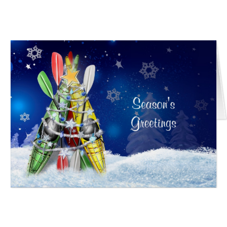 Kayak Christmas Tree - Greeting Card