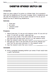 Thermal Energy Temperature And Heat Worksheet - worksheet