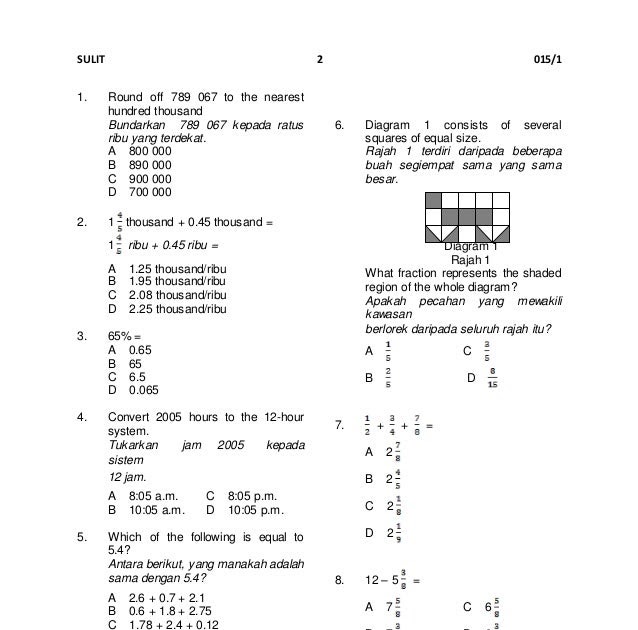 Soalan Akhir Tahun Matematik Tahun 4 Format Baru  gervopa