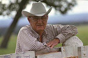 English: Lyndon B. Johnson at his ranch in Sep...