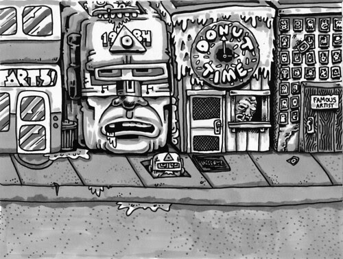 Pizza Party Background: Street Scene