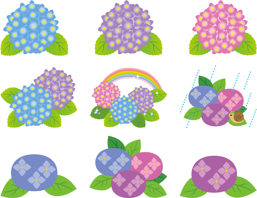 美しい花の画像 最新紫陽花 葉っぱ イラスト